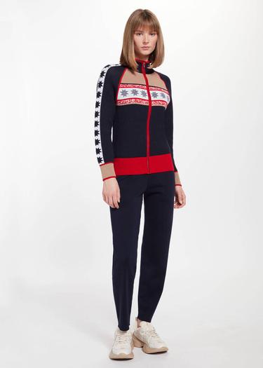  Knitss Yıldız Desenli Boğazlı Extrafıne Merino Triko Hırka