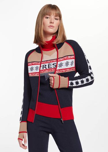  Knitss Yıldız Desenli Boğazlı Extrafıne Merino Triko Hırka