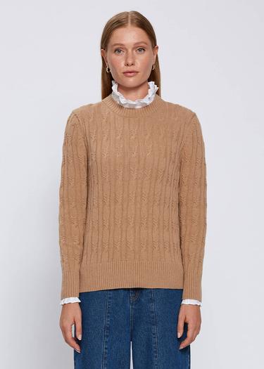  Knitss Kaşmir Karışımlı Saç Örgü Camel Triko