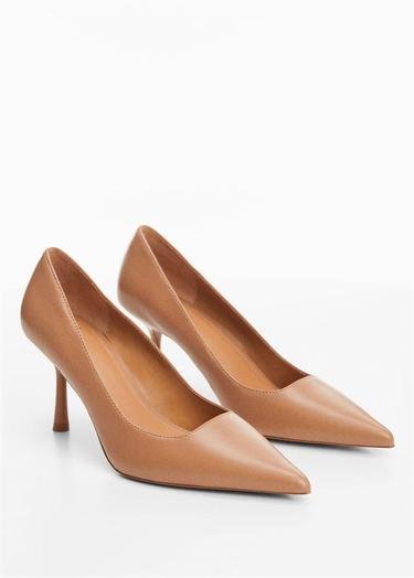  Mango Kadın Topuklu Deri Ayakkabı Kahverengi