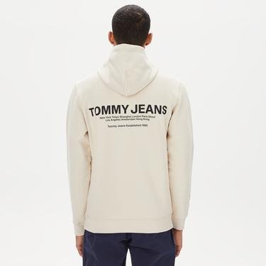  Tommy Jeans Regular Entry Graphic Hoodie Erkek Bej Sweatshirt
