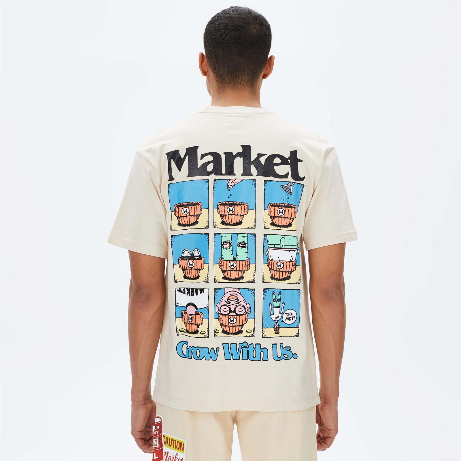 Market Grow With Us Erkek Krem Rengi T-Shirt