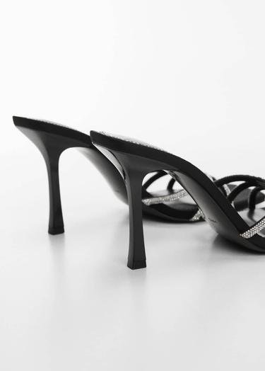  Mango Kadın Strass Bantlı Topuklu Ayakkabı Siyah