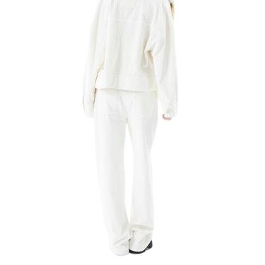  Evoq Nine Pamuklu Oversize Geniş Paça Kadife Pantolon Beyaz