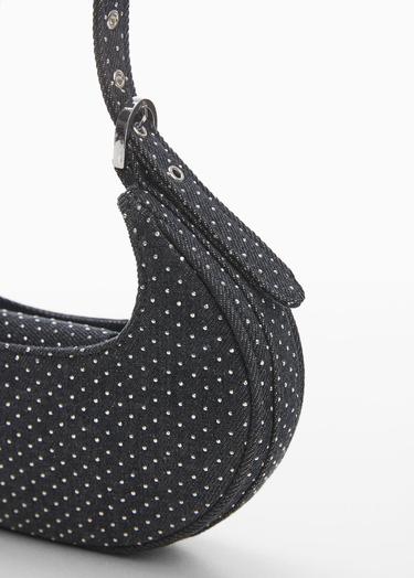  Mango Kadın Sert Parlak Denim Çanta Koyu Mavi