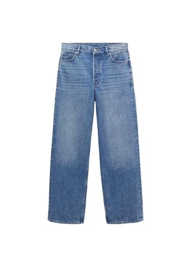  Mango Kadın Orta Bel Wideleg Jean Pantolon Donuk Mavi