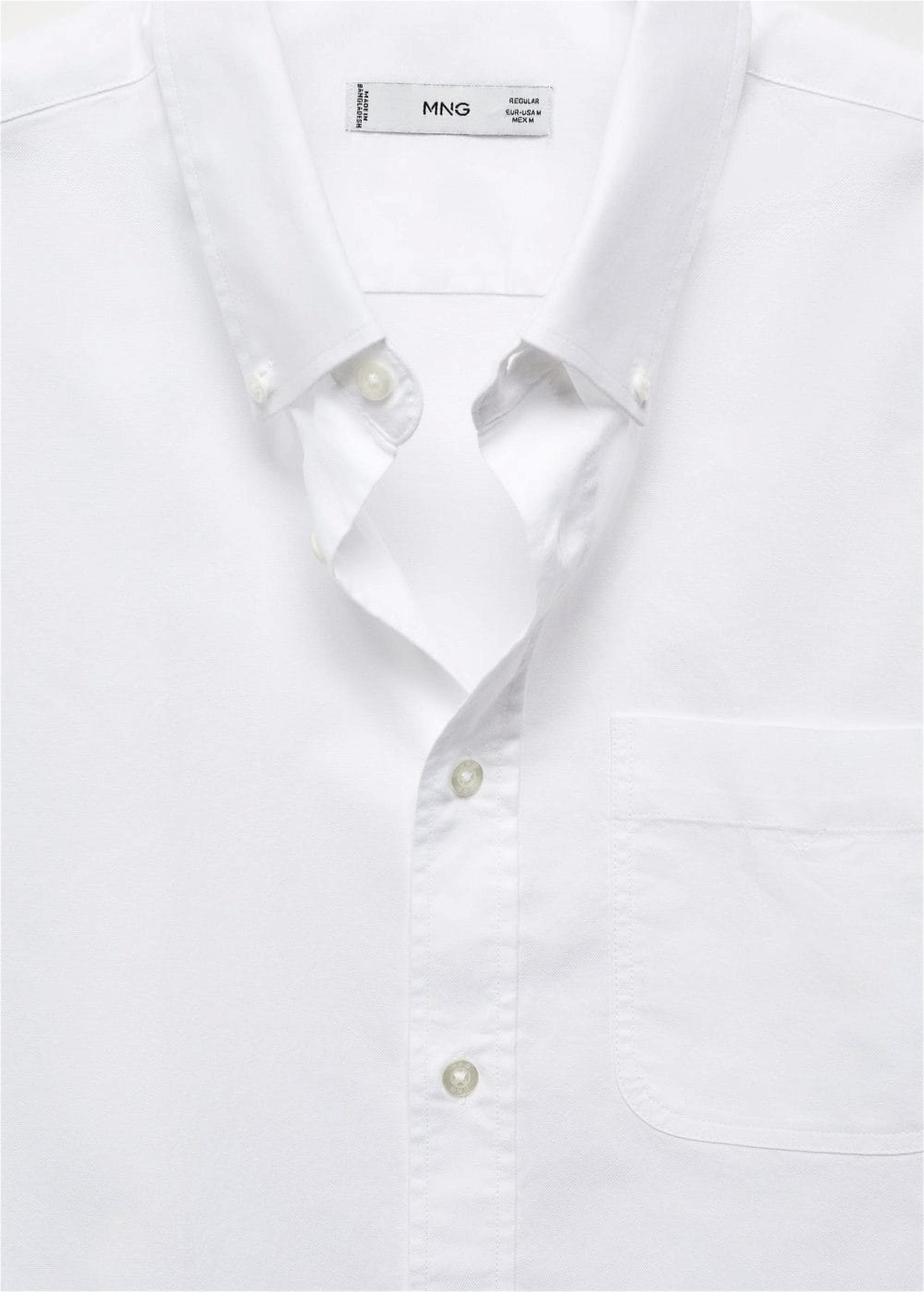 Mango Erkek Regular Fit Pamuklu Oxford Gömlek Beyaz