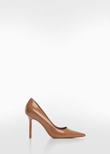  Mango Kadın Rugan Görünümlü Topuklu Ayakkabı Kahverengi