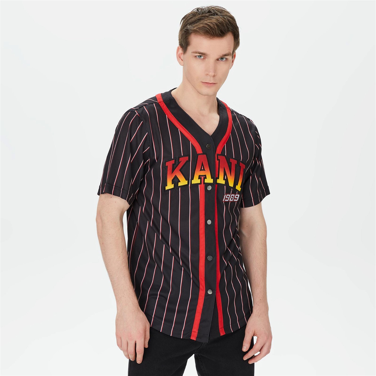 Karl Kani Serif Pinstripe Baseball Erkek Siyah Gömlek