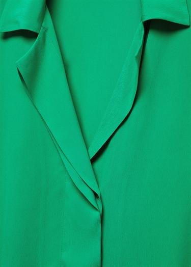  Mango Kadın Düğmesiz Açık Yakalı Gömlek Yeşil