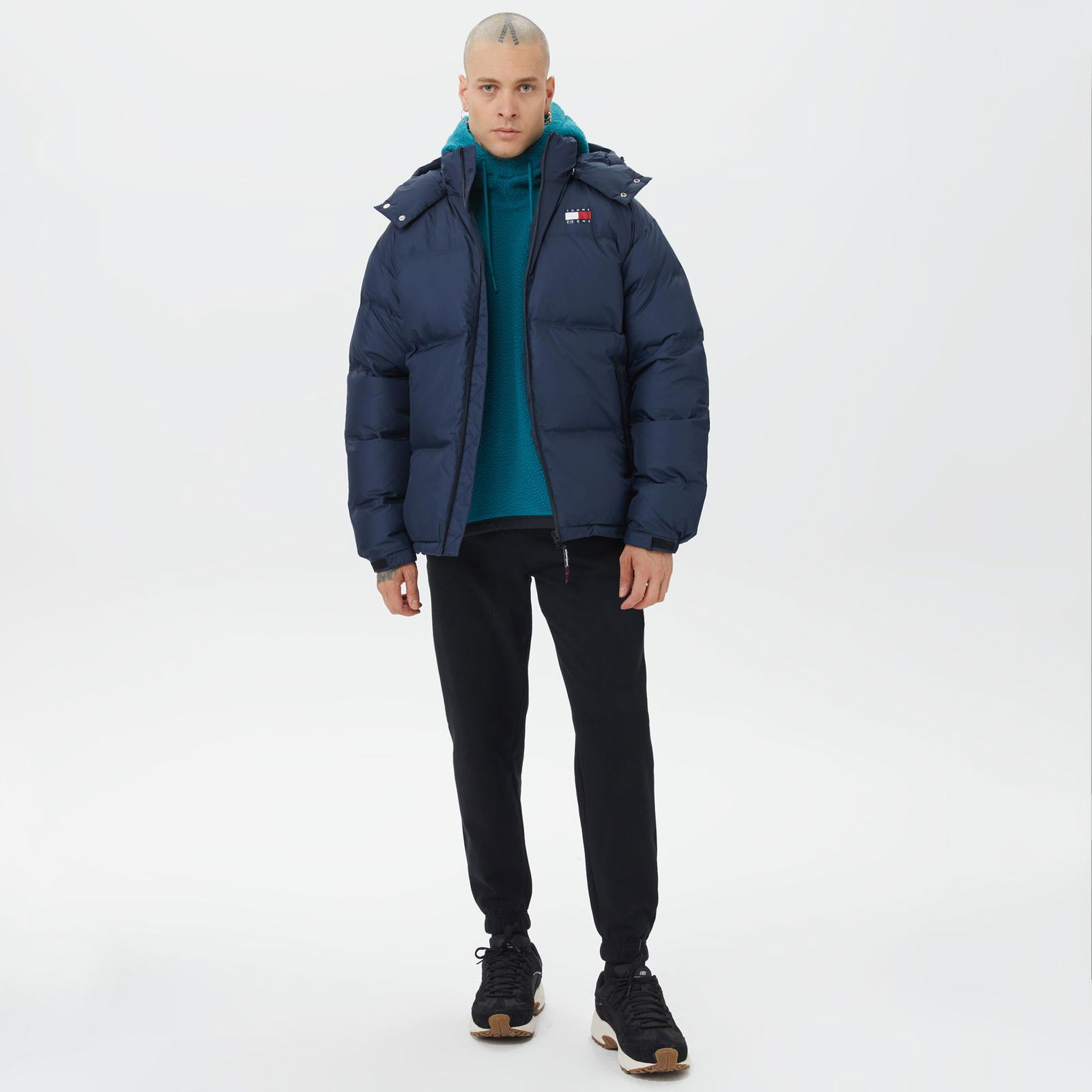 Tommy Jeans Alaska Protect Puffer Erkek Lacivert Mont