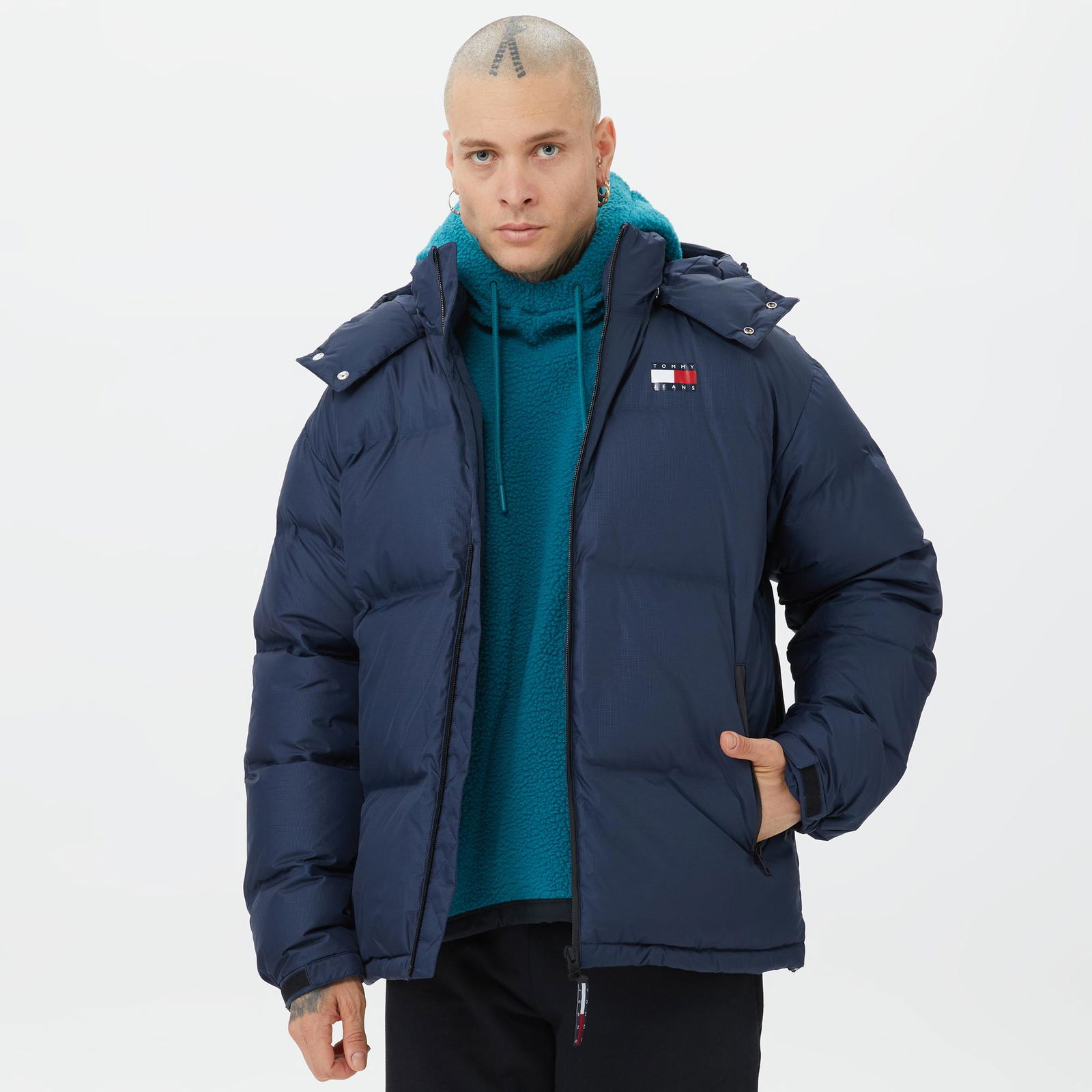 Tommy Jeans Alaska Protect Puffer Erkek Lacivert Mont