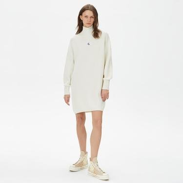  Calvin Klein Jeans Woven Label Loose Kadın Beyaz Elbise