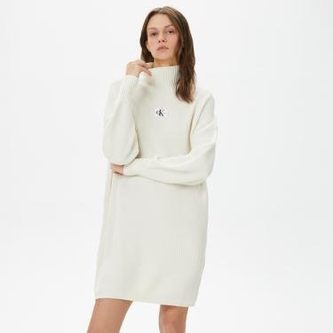  Calvin Klein Jeans Woven Label Loose Kadın Beyaz Elbise