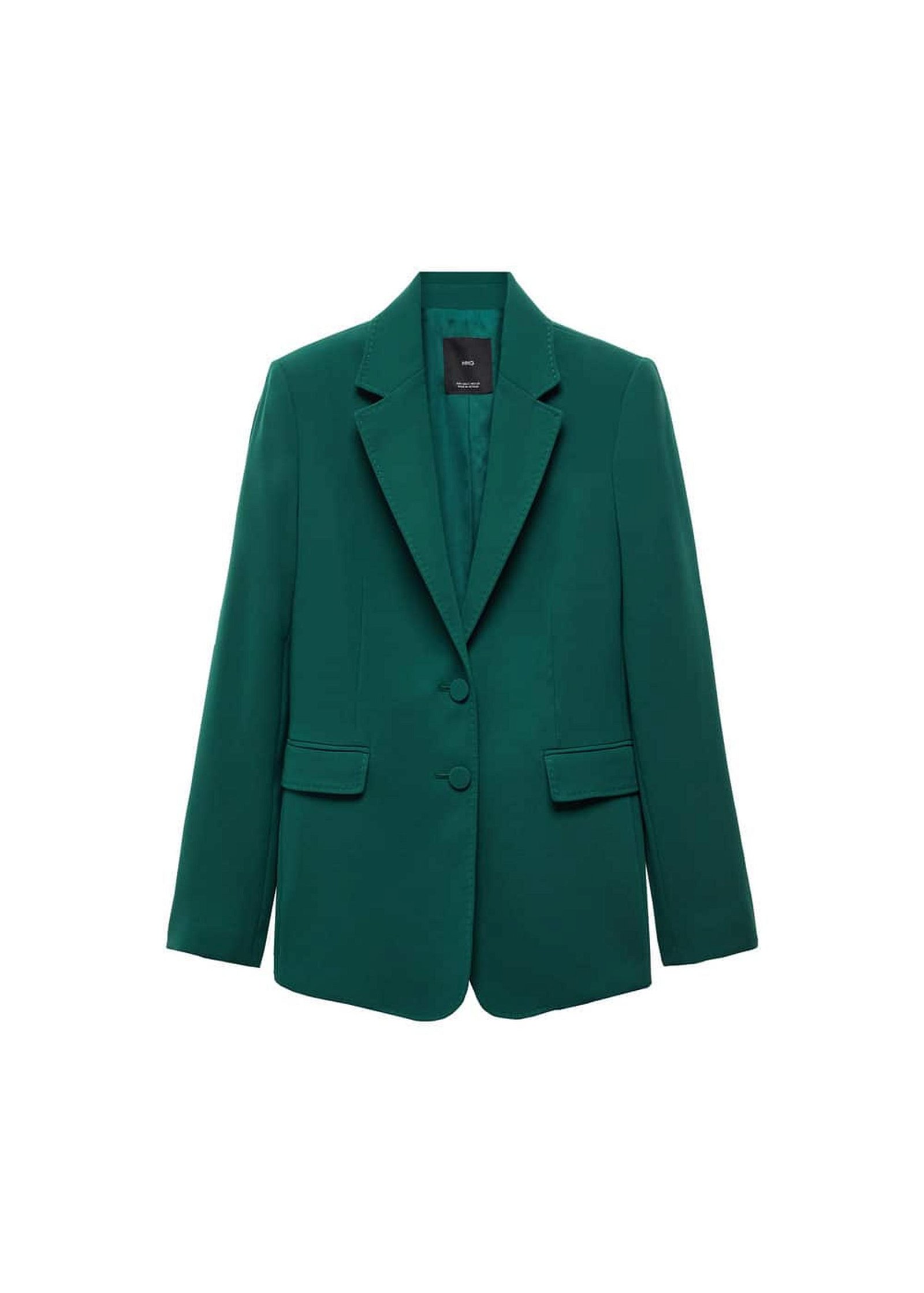 Mango Kadın Düz Kesim Kumaş Blazer Ceket Koyu Yeşil