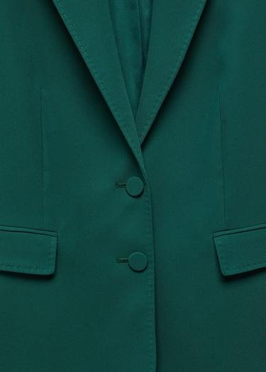  Mango Kadın Düz Kesim Kumaş Blazer Ceket Koyu Yeşil