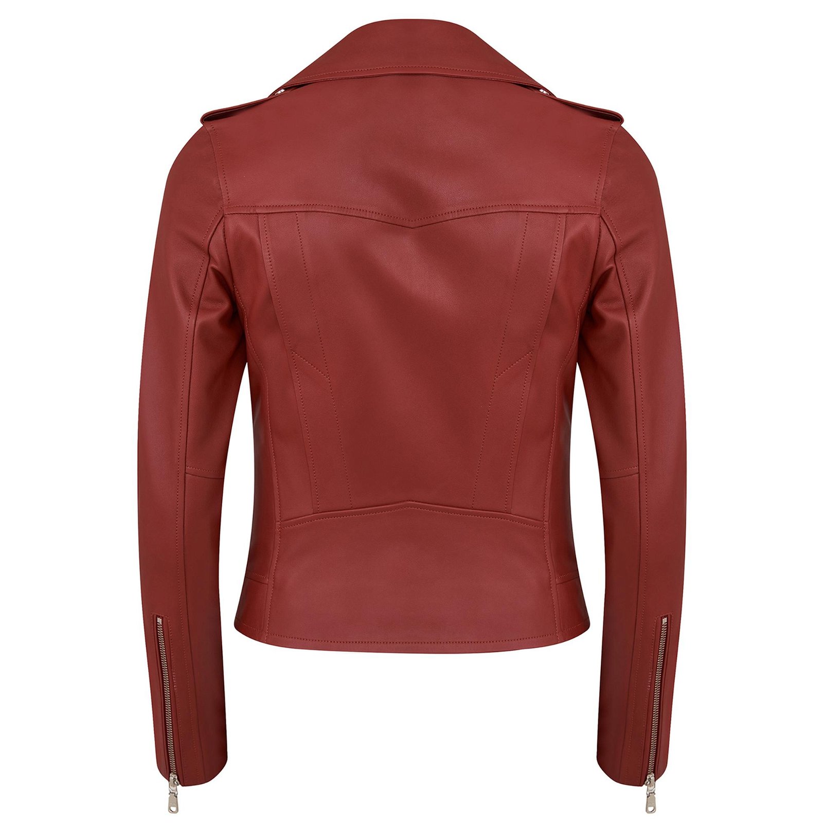 Amelia Kırmızı Kadın Biker Deri Ceket