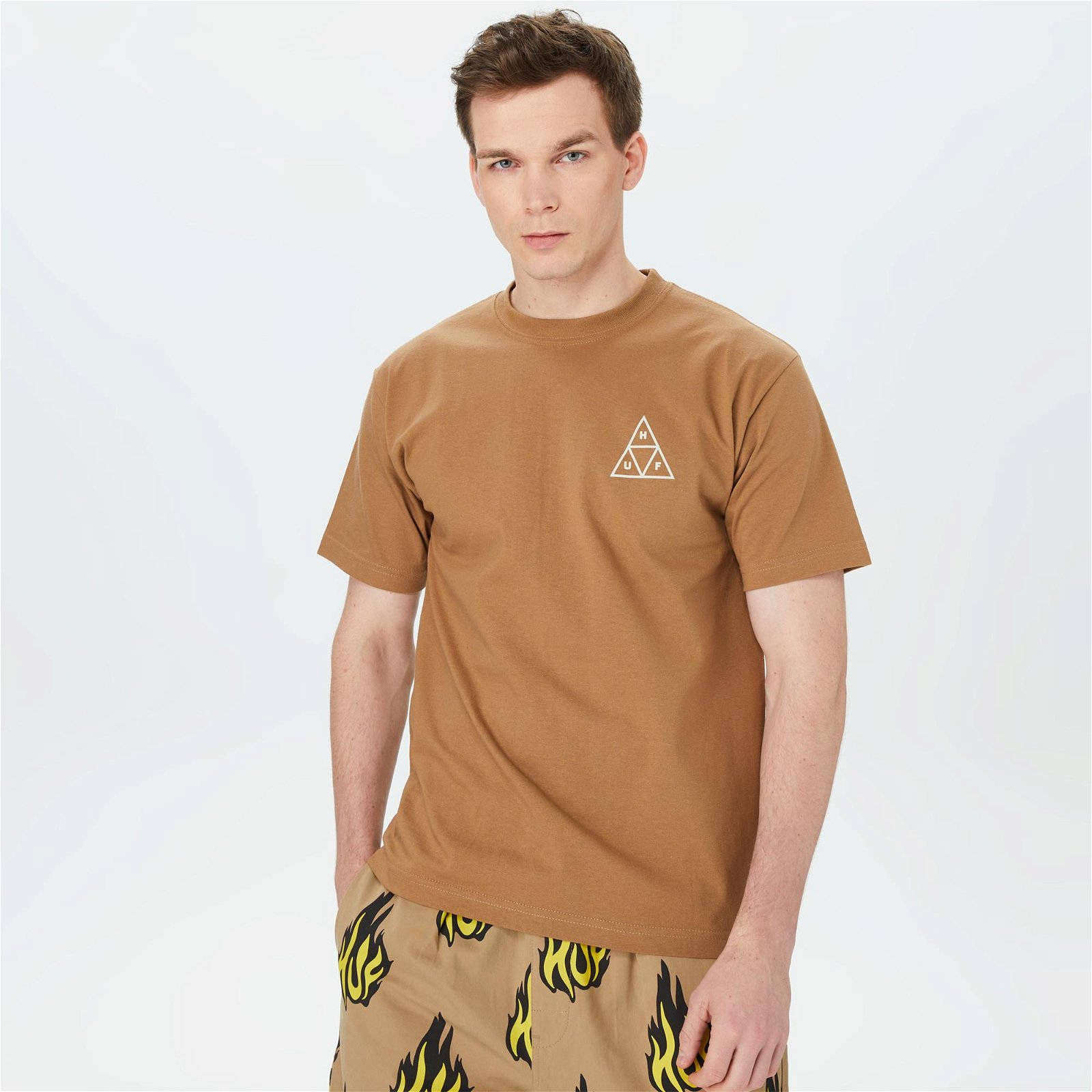HUF Set Tt Kısa Kollu Erkek Kahverengi T-Shirt