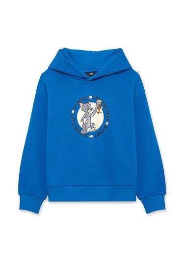  Mavi Tom ve Jerry Baskılı Mavi Sweatshirt 6S10030-70910