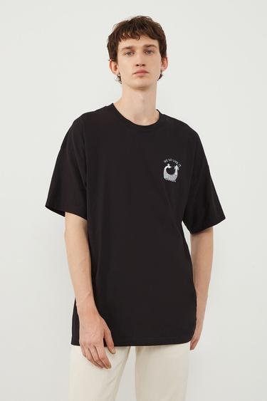 Ra Denim Unisex Siyah Şahmeran Baskılı Denge Oversize T-shirt