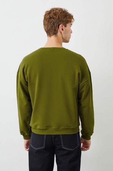  Ra Denim Erkek Yeşil Crop Oversize Ziggy Sweatshirt