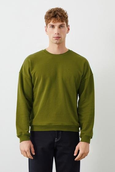  Ra Denim Erkek Yeşil Crop Oversize Ziggy Sweatshirt