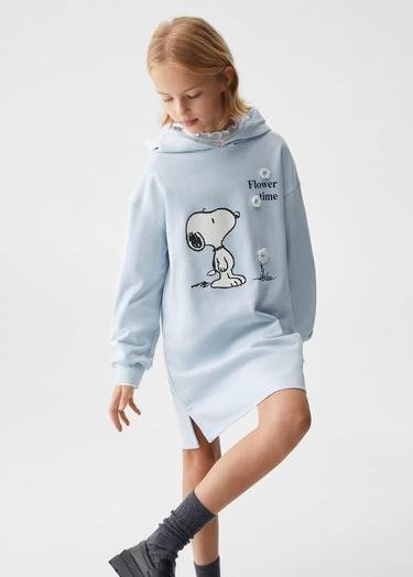  Mango Çocuk Snoopy Sweatshirt Elbise Gök Mavisi