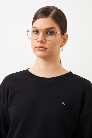  Ra Denim Kadın Siyah Crop Oversize Vita Sweatshirt