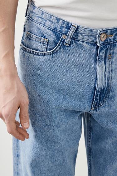  Ra Denim Erkek Açık Mavi Baggy Fit Molde Jean Pantolon