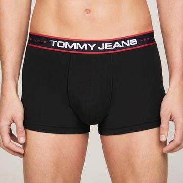  Tommy Jeans 3'lü Trunk Print Erkek Siyah Boxer