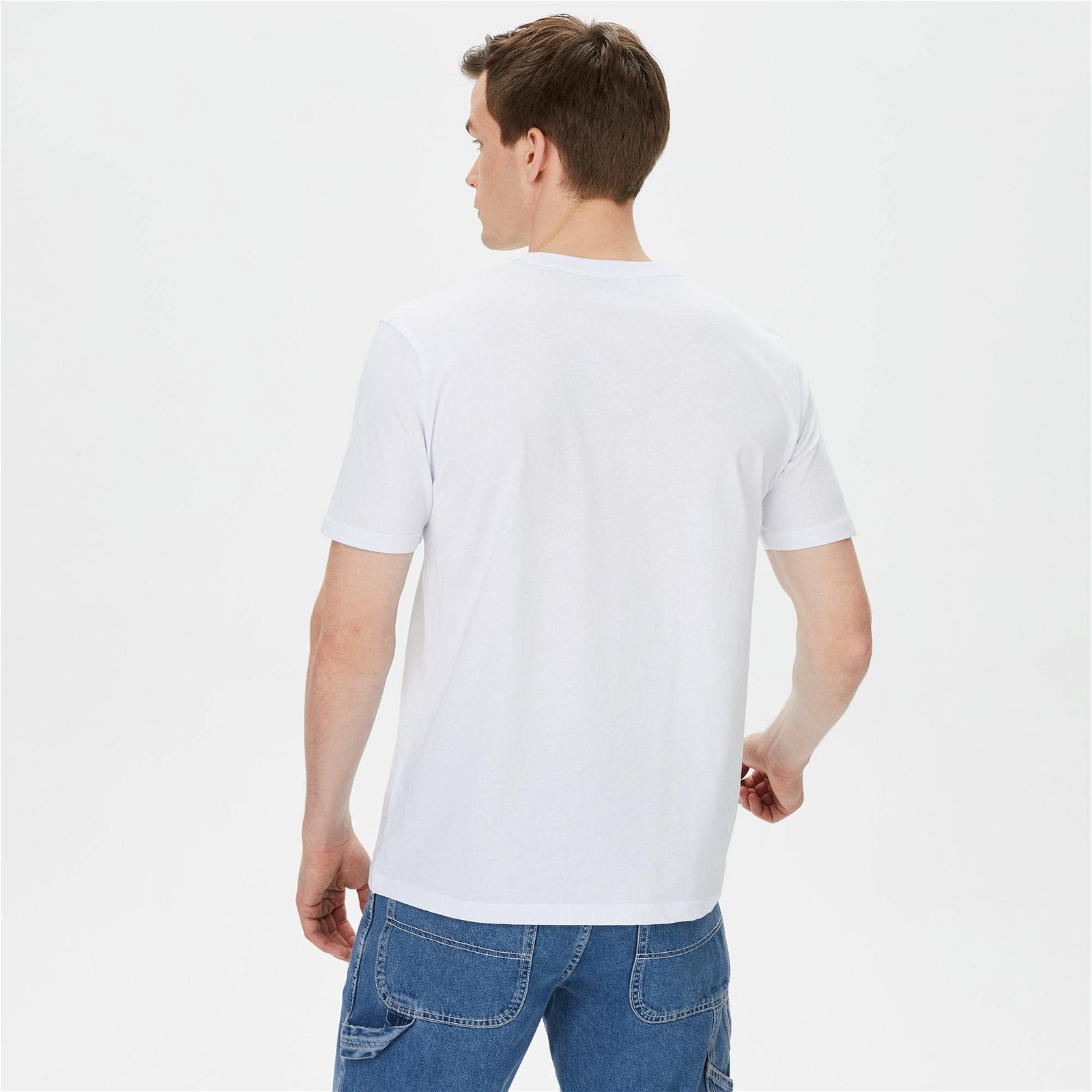 Ucla Bass Erkek Beyaz Bisiklet Yaka T-shirt