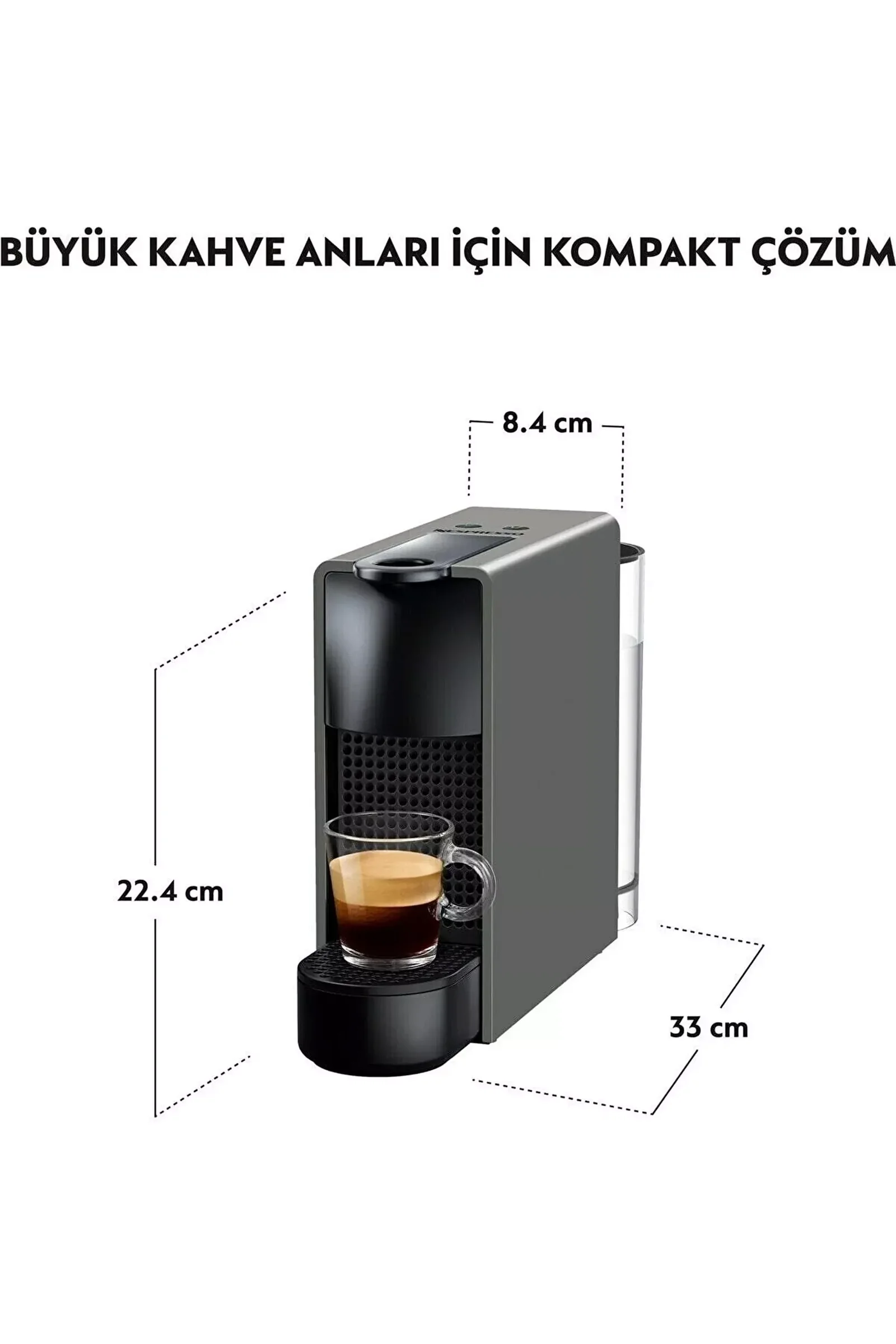 Nespresso C35 Grey Essenza Mini Bundle Kahve Makinesi  + Süt Köpürtücüsü