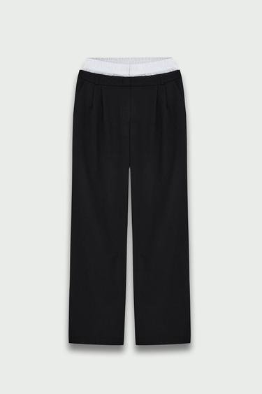  Vatkalı Kadın Kontrast Boxer Pantolon - Limited Edition Siyah