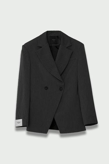  Vatkalı Kadın Kruvaze Klasik Blazer Ceket Siyah