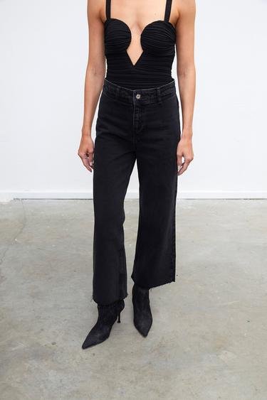  Vatkalı Kadın Flared Jean - Limited Edition Siyah