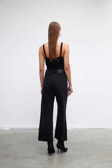  Vatkalı Kadın Flared Jean - Limited Edition Siyah