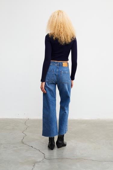  Vatkalı Kadın Flared Jean - Limited Edition Mavi