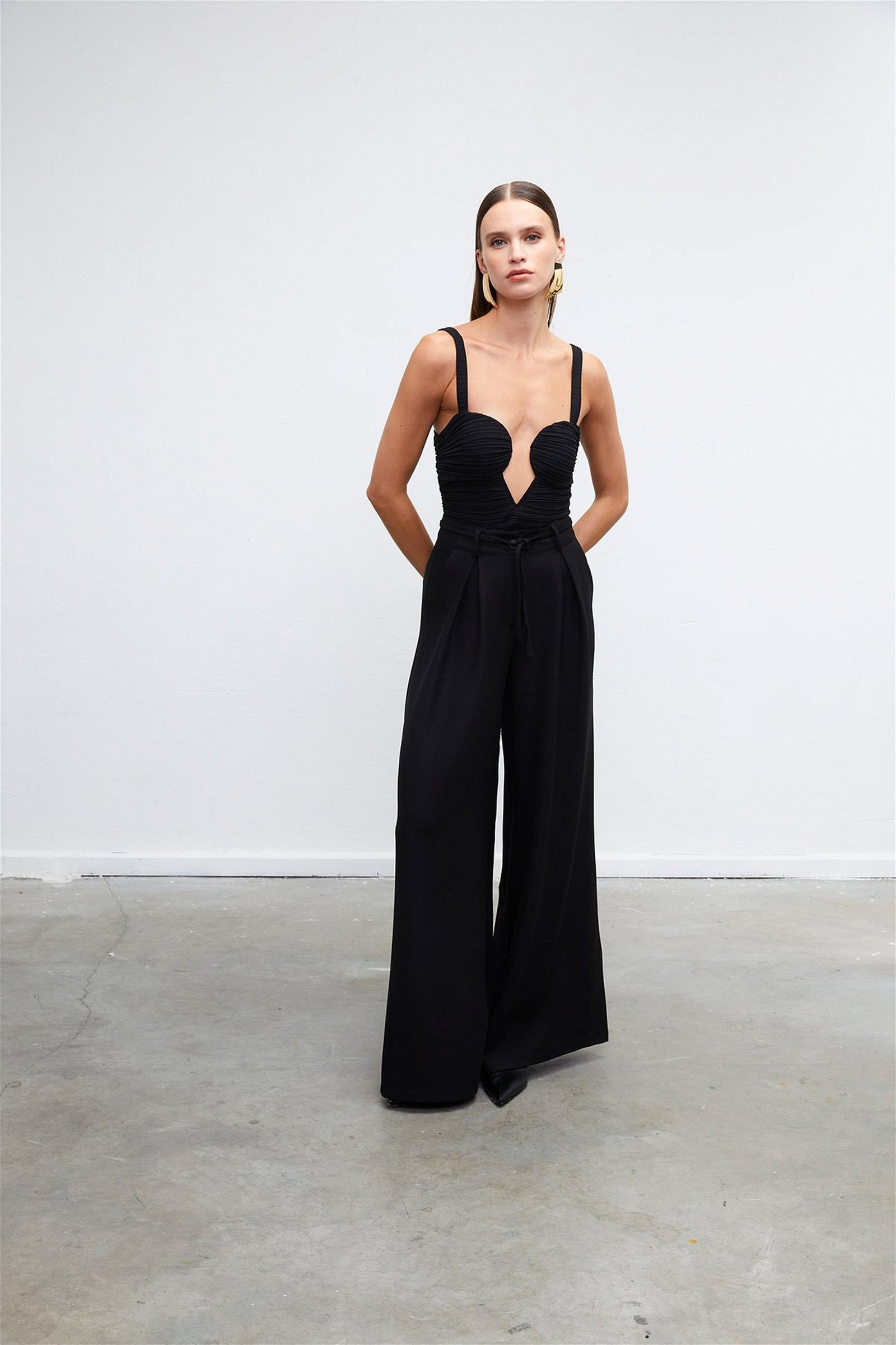 Vatkalı Kadın Ruched Bodysuit - Premium Collection Siyah