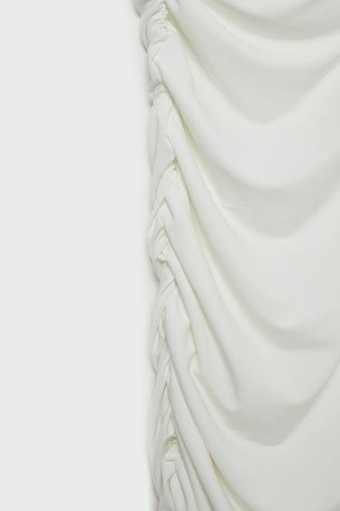  Vatkalı Kadın Limited Edition Drapeli Elbise Beyaz Beyaz