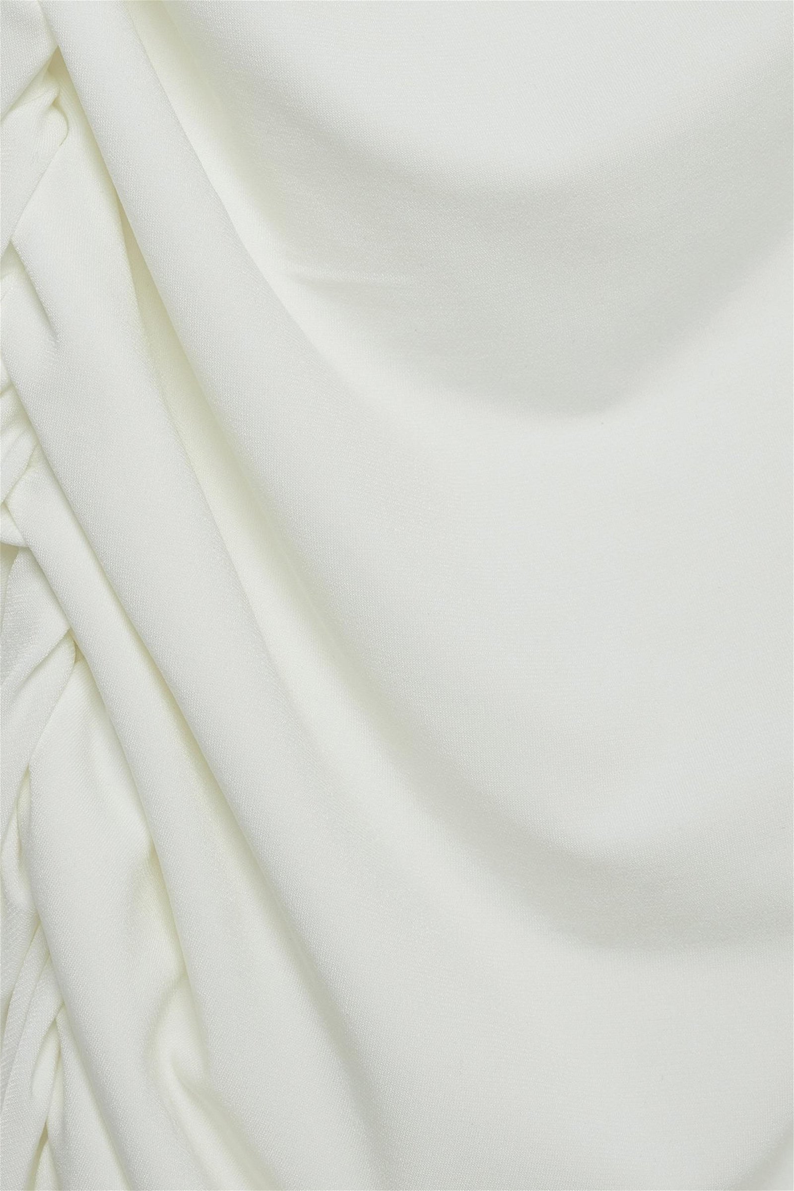 Vatkalı Kadın Limited Edition Drapeli Elbise Beyaz Beyaz