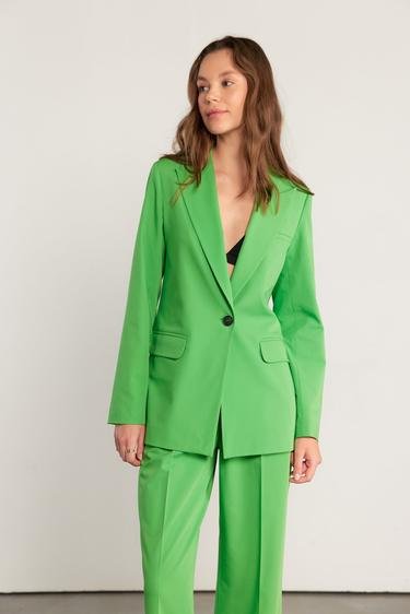  Vatkalı Kadın Basic Blazer Ceket Yeşil Yeşil