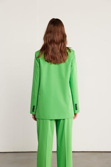  Vatkalı Kadın Basic Blazer Ceket Yeşil Yeşil