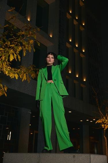  Vatkalı Kadın Full Length Pantolon Yeşil Yeşil