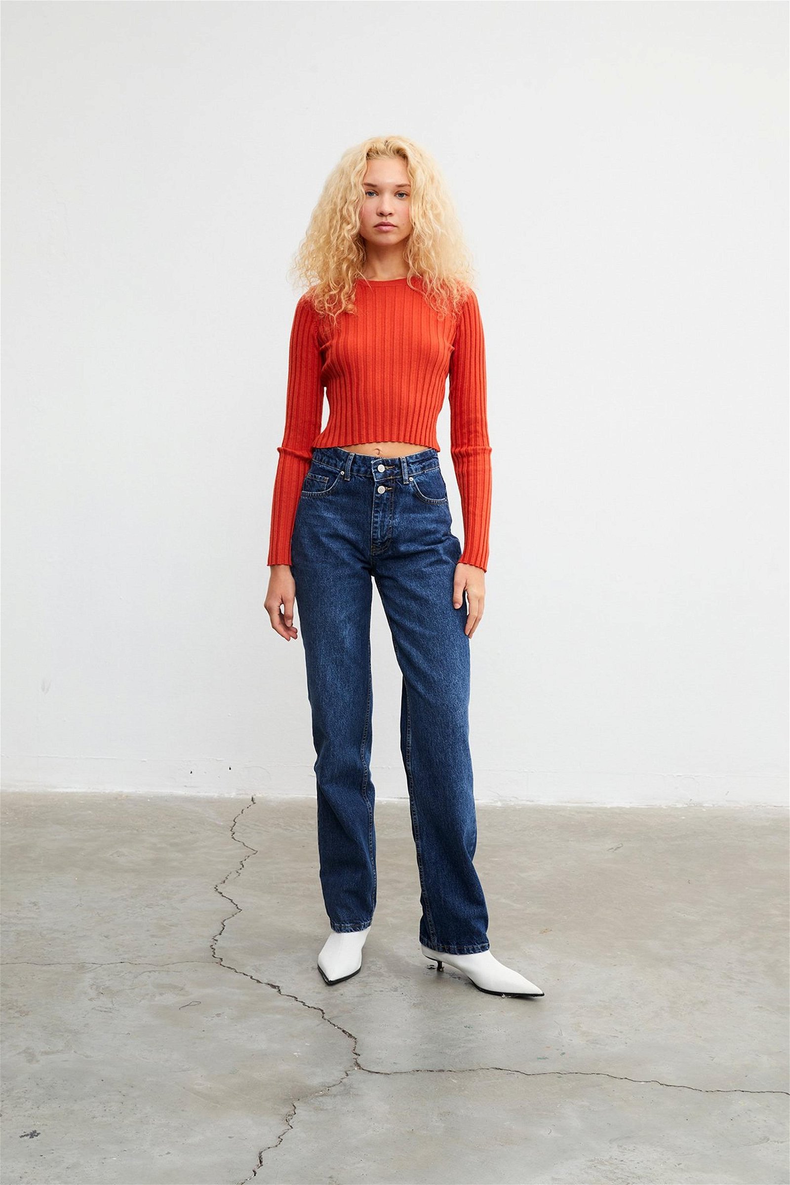 Vatkalı Kadın Stove Pipe Jeans - Premium Edition Lacivert