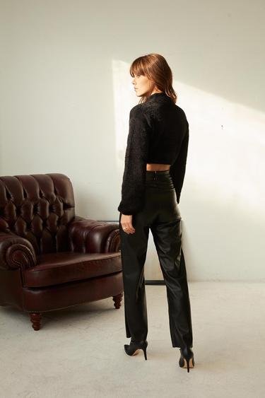  Vatkalı Kadın Siyah Deri Pantolon - Premium Edition Siyah