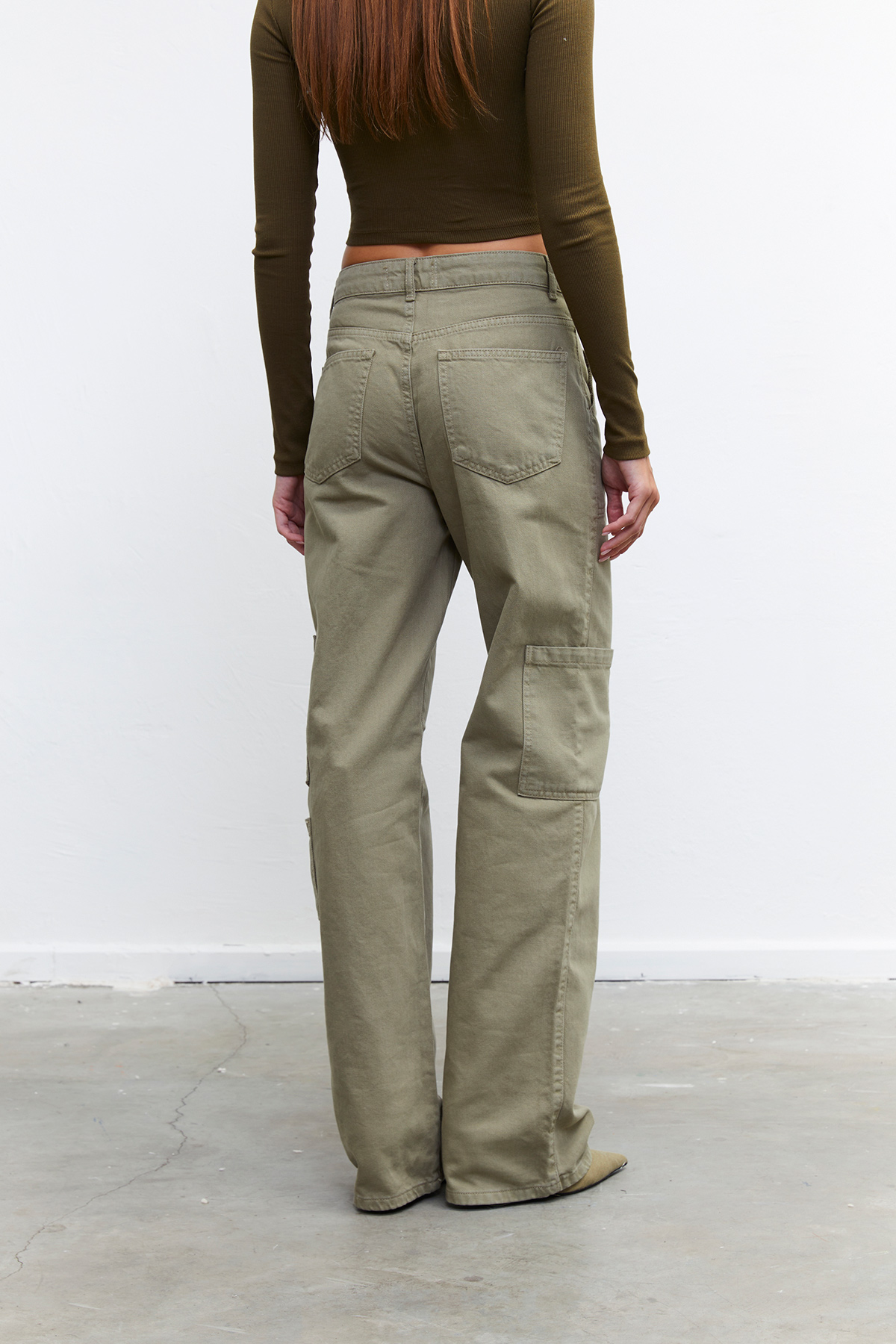 Vatkalı Kadın Straight Fit Kargo Pantolon - Limited Edition Haki