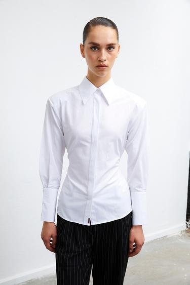  Vatkalı Kadın Vatkalı Beyaz Gömlek - Limited Edition Beyaz