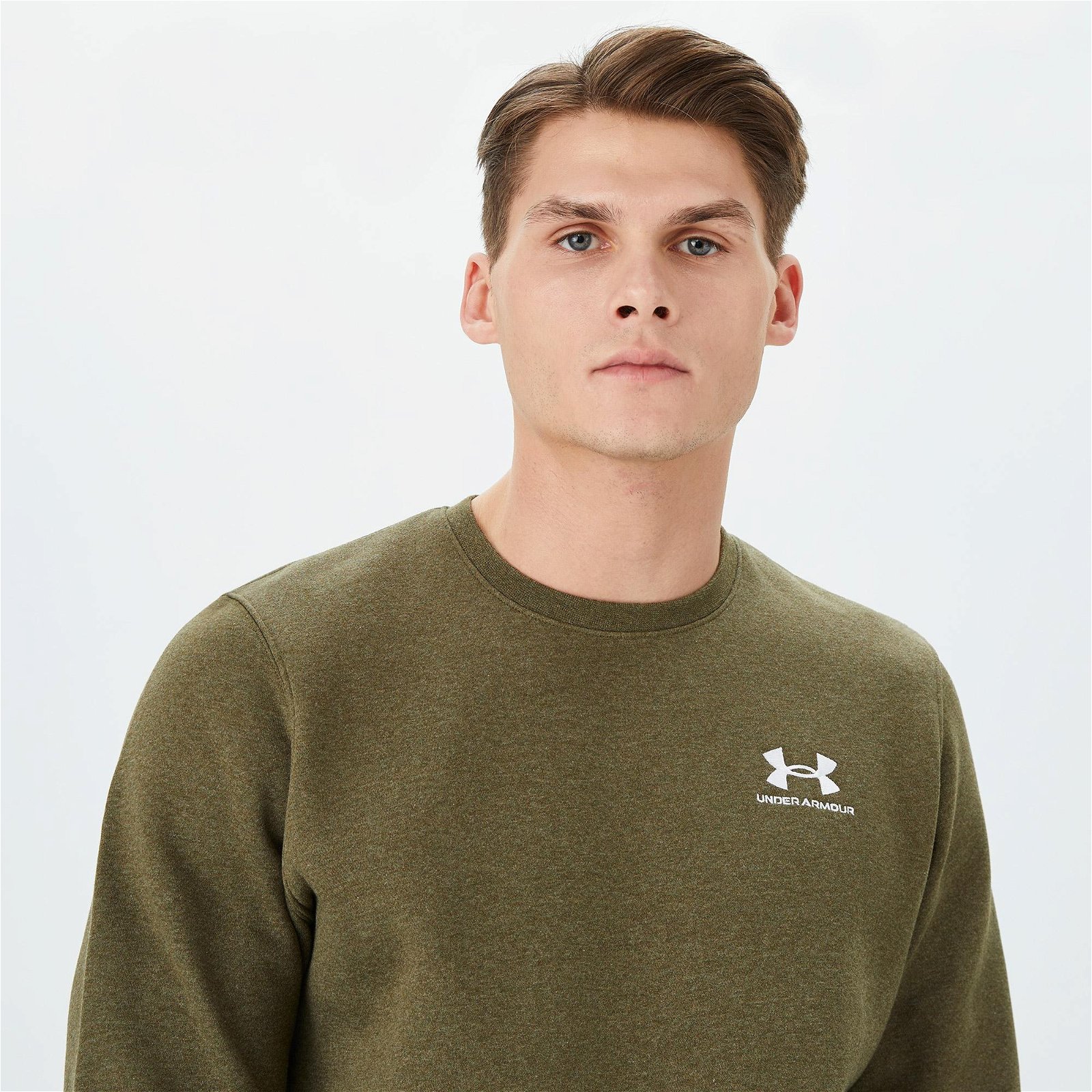 Under Armour Essential Fleece Crew Erkek Yeşil Sweatshirt