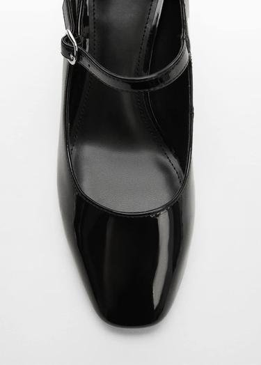  Mango Kadın Rugan Görünümlü Topuklu Ayakkabı Siyah