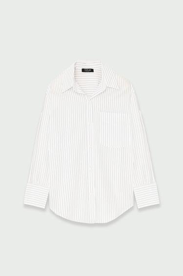  Vatkalı Kadın Oxford Oversize Gömlek Beyaz